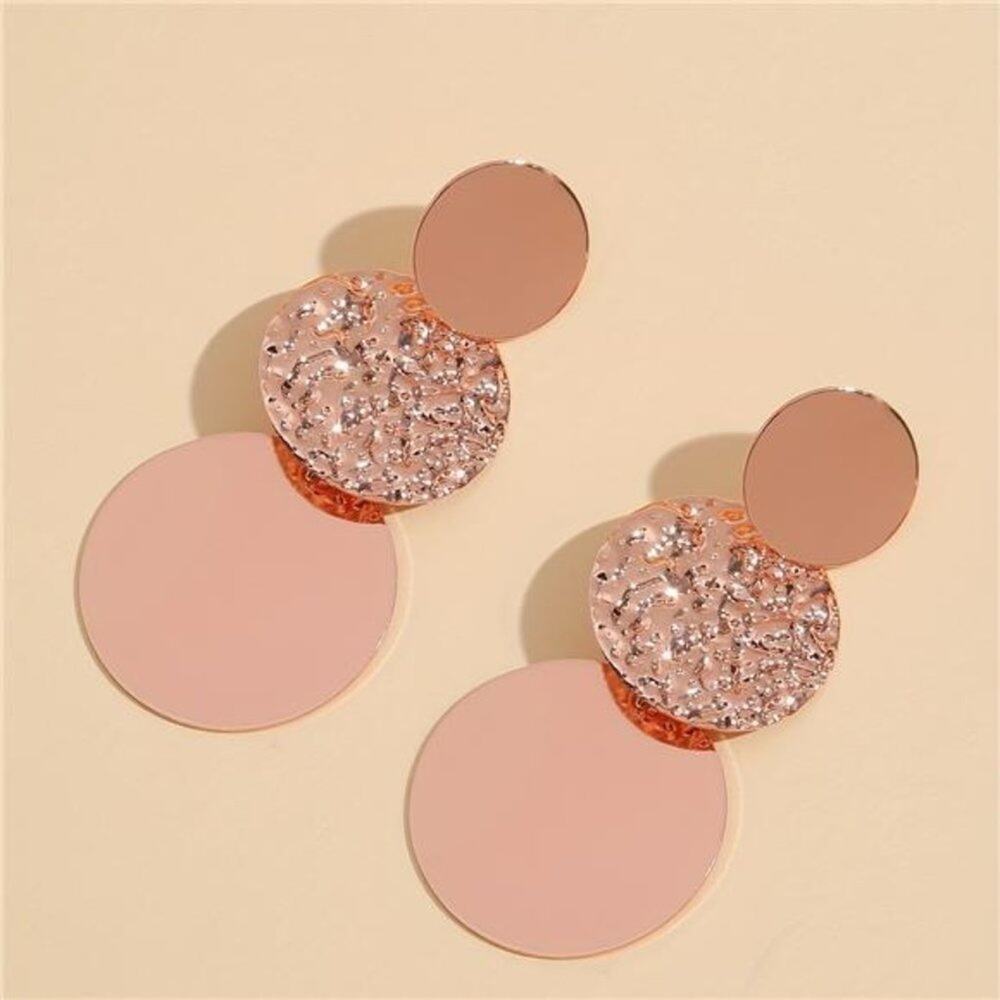 NWT Three Circle Pink Simple Elegant Drop Earrings